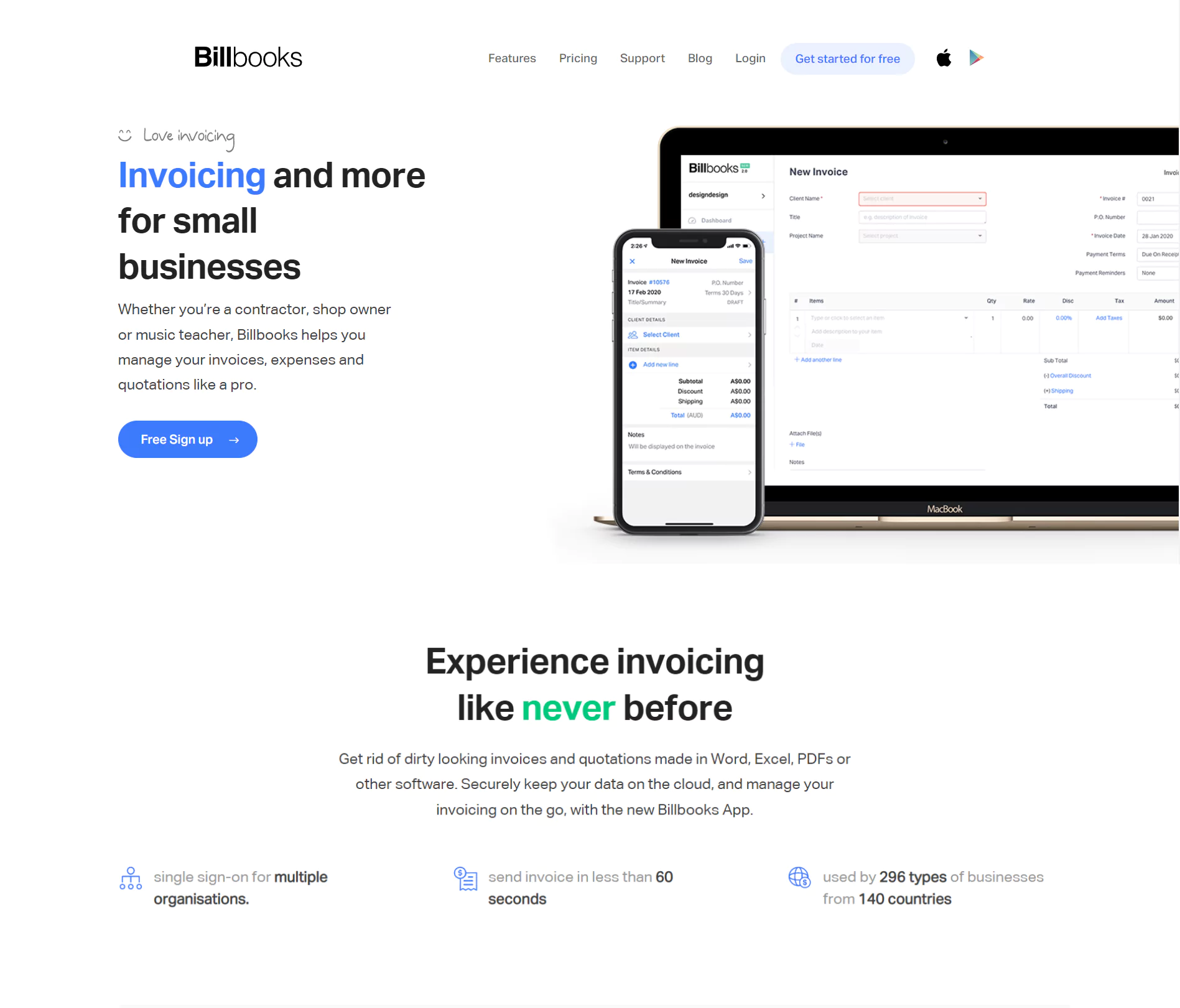 Billbooks homepage screenshot